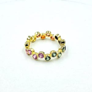 Ring regenboog saffier edelsteen 925 sterlingzilver 24k verguld voor liefde