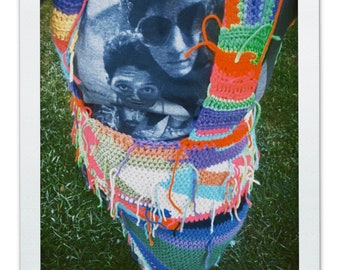 Custom Crochet Jumper Dress: Colorful Acrylic Fringe, Made to Order