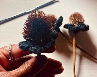 Crochet Flower Pattern, 6-Petal Cover for Dried Stems (Digital Download)