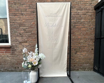 Banner di benvenuto | Cartello di benvenuto in tessuto per matrimonio | Segno di benvenuto | Decorazione di eventi | decorazione di nozze | Decorazioni per matrimoni | Targa in tessuto |