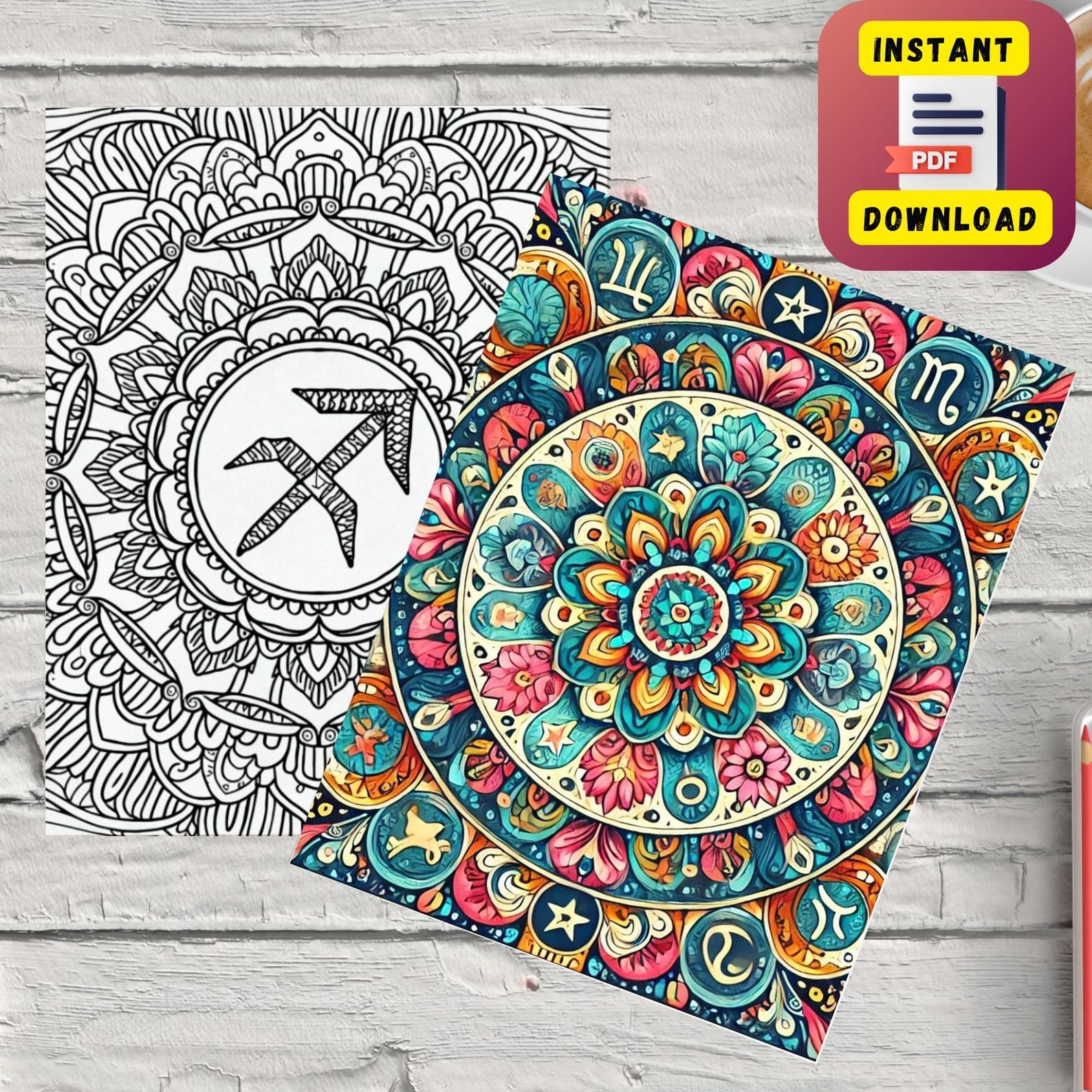 Zodiac Mandala Coloring Pages for Adults for Stress Relief Coloring ...