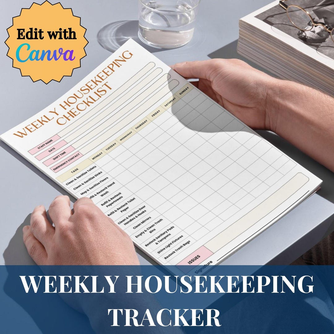 Cleaning Task List, Editable, Printable, Weekly Cleaning Schedule ...