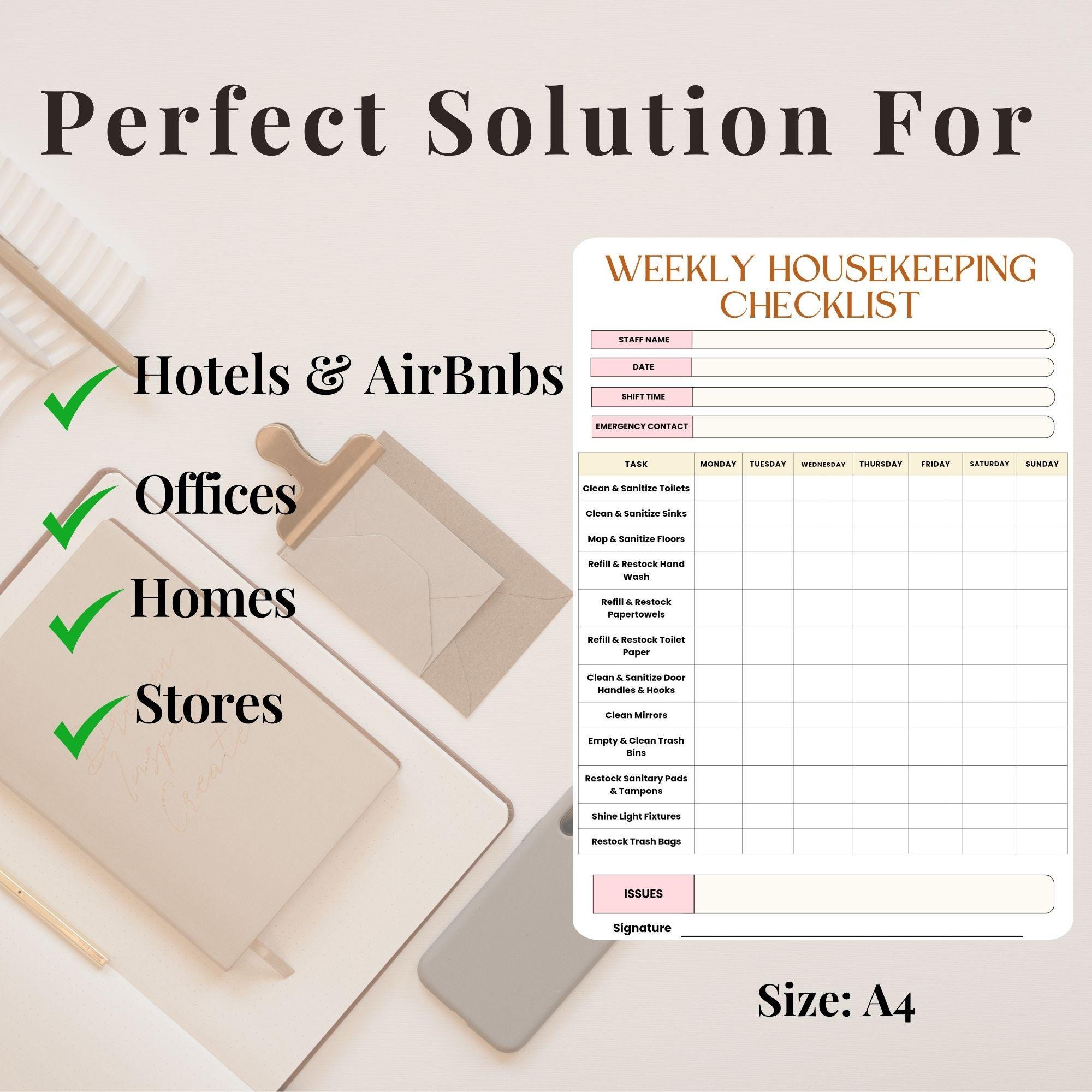 Cleaning Task List, Editable, Printable, Weekly Cleaning Schedule ...