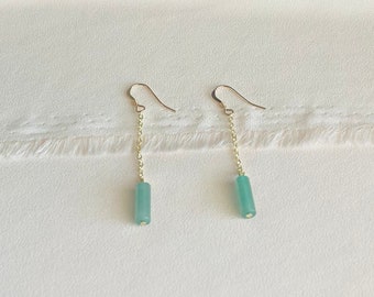 Green Aventurine 14k Gold Filled Dangle Earrings, Gemstone Earrings, Gifts for her