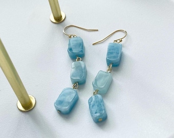 Handmade Aquamarine 14k Gold Filled Dangle Earrings