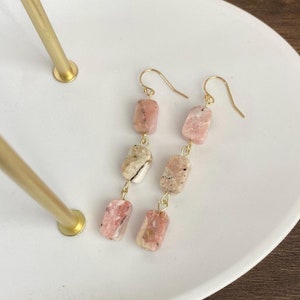 Rosa Opal Ohrringe, Rosa Stein Ohrringe, Geschenk für sie, Ohrring Geschenk