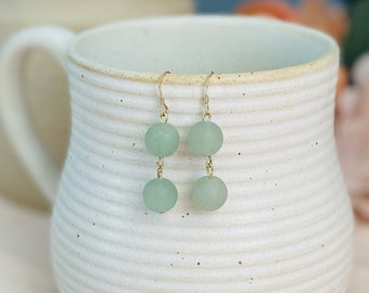 Green Aventurine 14k Gold Filled Dangle Earrings, Gemstone Earrings, Gifts for her