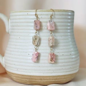 Pink Opal Earrings, October Birthstone, Pink Gemstone Earrings, Gift for her, Earring gift
