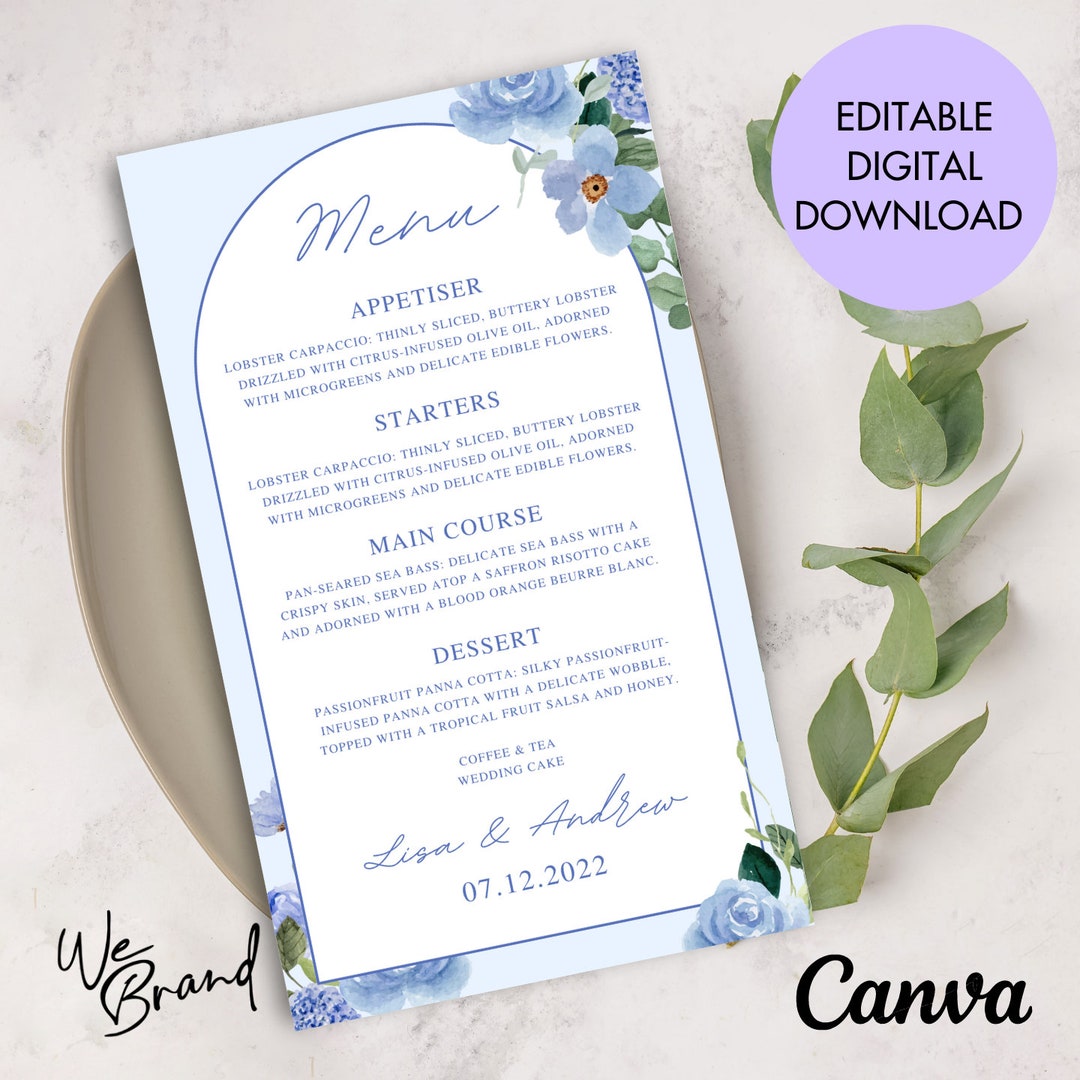 Wedding Food Menu, Editable Template Price List, Business Menu Template ...