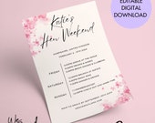 Flower Classic Hen Itinerary Template, Hen Party Template, Bachelorette Itinerary, Digital Itinerary, Hen Do Itinerary, Digital Hen Invite