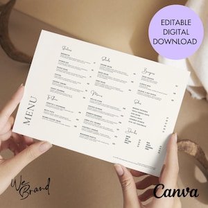 Restaurant Food Menu, Editable Template Price List, Business Menu Template, Customisable Menu Design, Printable Price List Template, Premium