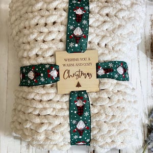 Premium Wooden Blanket Tag for High End High Quality Homemade Blankets - for crocheted knitted Christmas holiday blankets Handmade with Love