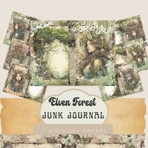 Elven Forest Junk Journal Pages, Fantasy Elf Forest Printable, Woodland Animals & Fairy Scrapbooking Decor, Magical Paper -SG-021