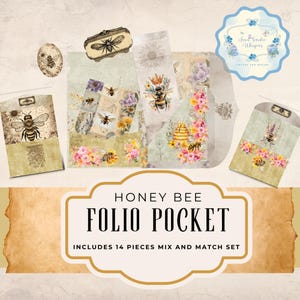 Honeybee Junk Journal Kit: Vintage Shabby Chic DIY Folio (Digital Download)
