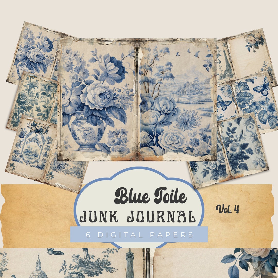 junkjournal【vintage Blue】 Junk Journal Kit Vintage Blue: Vintage Ephemera for Junk
