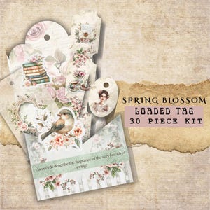 Vintage Roses Loaded Tags: Victorian Botanical Junk Journal Kit
