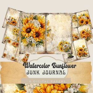 Sunflower Junk Journal Printable Pages, Sunflower Junk Journal Printable Pages, Vintage Botanical Junk Journal, Vintage Sunflowers -SG-020