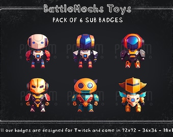 Twitch Sub Badges, Battlemechs Toys, Robot Knights (Set of 6) (Digital Download)