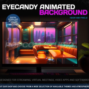 Animated Background for Streaming 1920x1080 - Cyberpunk Diner Animated Backdrop