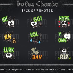 Dofus Chacha Emotes - Pack of 9 / Fan Art Illustrated Emotes