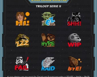 Star Wars Emotes - Pack of 9 / Fan Art Illustrated Emotes