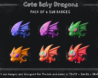 Baby Dragons Twitch Sub Badges – Streaming Badges Set (Digital Download)