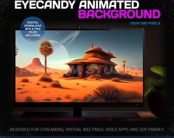 Animated Background for Streaming 1920x1080 - The Alien Desert Oasis Animated Backdrop