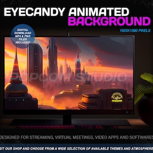 Animated Background for Streaming 1920x1080 - Sci-Fi City Animated Backdrop