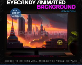 Animated Background for Streaming 1920x1080 - Sci-Fi City Animated Backdrop