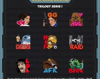 Star Wars Emotes - Pack of 9 / Fan Art Illustrated Emotes