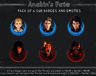 Anakin's Fate Star Wars Twitch Sub Badges and Emotes - Pack of 6 (Digital Download)