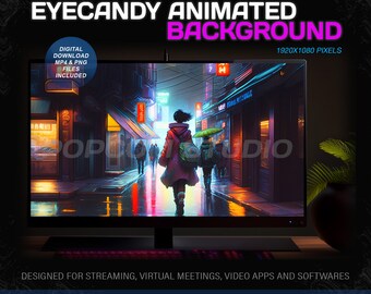 Animated Background for Streaming 1920x1080 - Neon Noir District Animated Backdrop