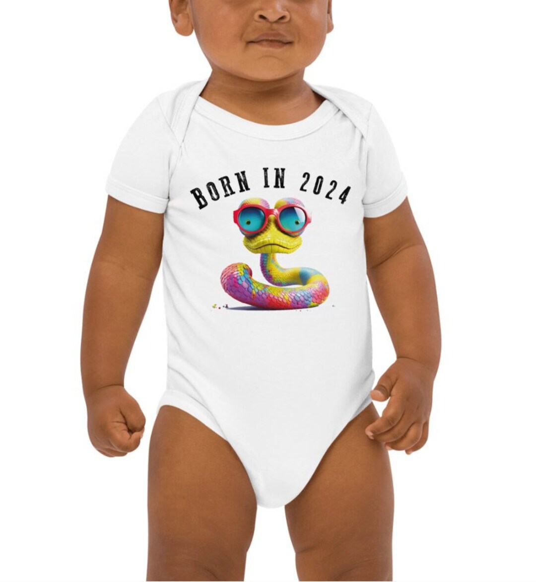 Organic Cotton Baby Onesie Born in 2024 Snake Etsy