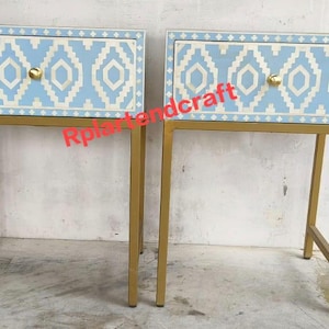 Handmade Bone Inlay Wooden Modern Bedside/Sidetable/Nightstand with 1 Drawer Furniture