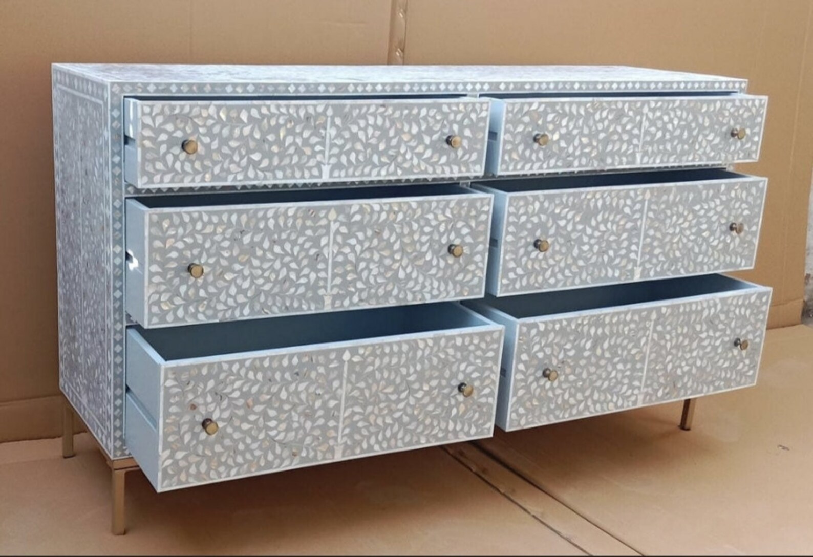 Handmade Mop Inlay Wooden Modern Stripped / Pattern Side Board Inlay ...