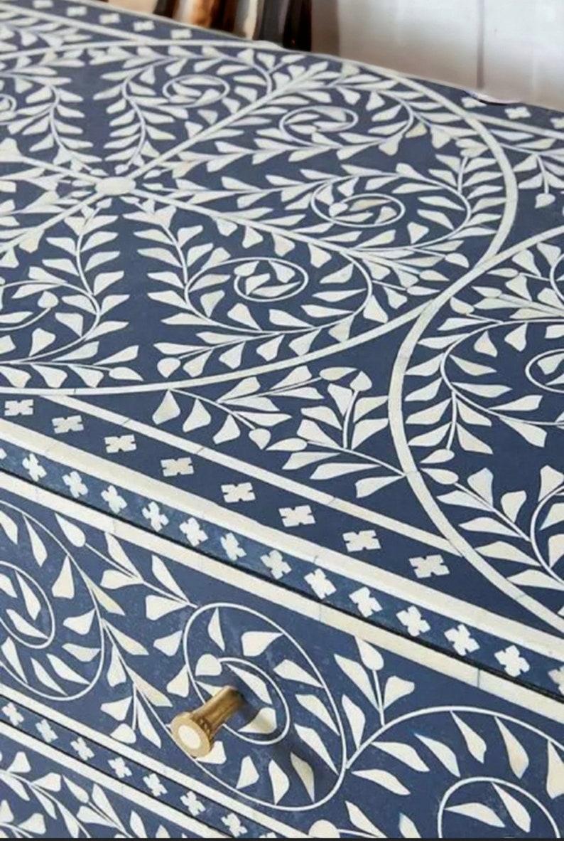 Modern Bone Inlay Handmade Bone Inlay Wooden Modern Stripped / Pattern Side Board Inlay ...