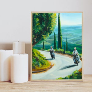 Italian Vespa Duo - Vintage Art Print - Italy Wall Decor - Vespa Girls - Instant Download - Living Room Print - Digital Wall Art - Scooter