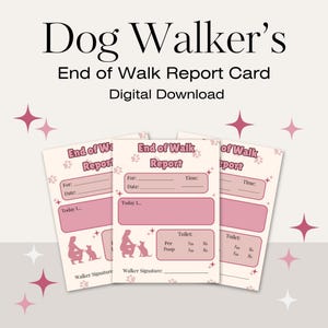 Plantilla PDF de informe de paseo de perros: informe de fin de paseo no editable para paseadores de perros: descarga instantánea / Formularios para paseadores de perros