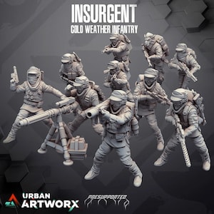 Insurgent Cold Weather Infantry (10) - Skullforge - Dawn Striker - Tabletop Miniatures - Tabletop Figures - 3D Printed Resin Miniatures