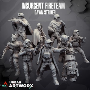 Insurgent Fireteam - Skullforge - Dawn Striker - Tabletop Miniatures - Tabletop Figures - 3D Printed Resin Miniatures