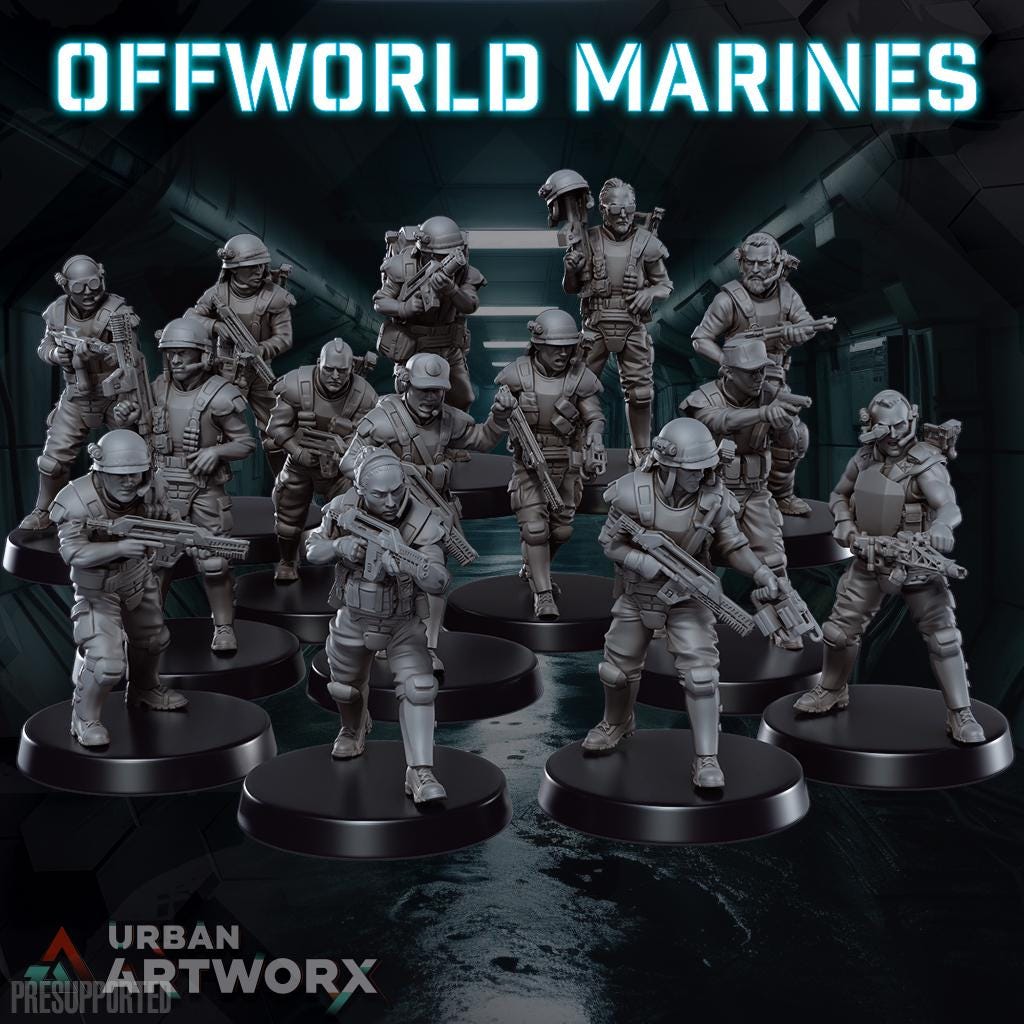 Offworld Marines (14) - Skullforge - Tabletop Miniatures - Tabletop Figures - 3D Printed Resin Miniatures