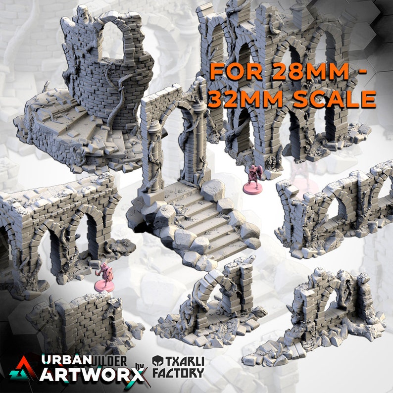 Tabletop Terrain Txarli Factory Abandoned City Ruins Tabletop Terrain Complete Set