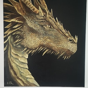 Original oilpainting Gold dragon