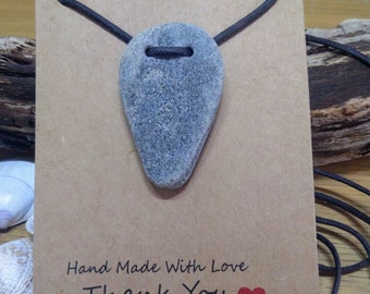 Handmade Sea Pebble Pendant Necklace, Scottish Beach Stone
