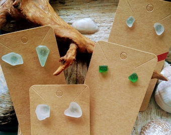 Scottish Sea Glass Stud Earrings: Handmade Beach Jewelry