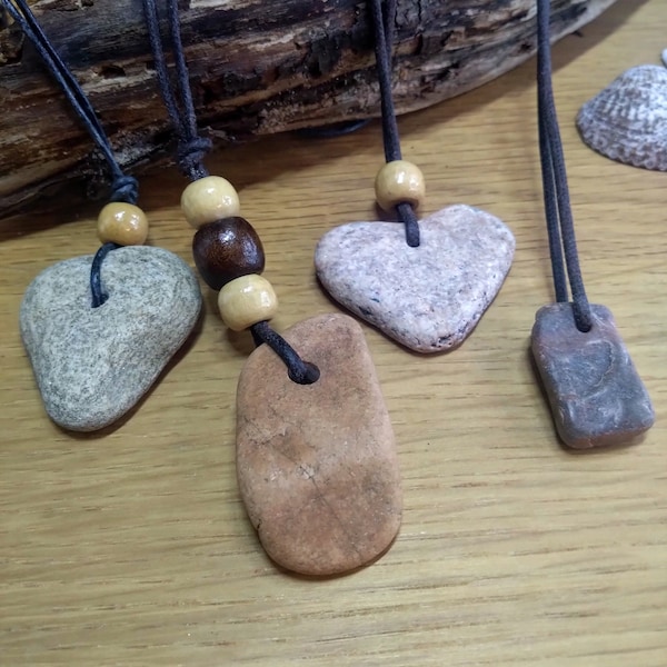 Beach Pebble Necklace - Sea stone Jewellery - Natural Gifts - Rocks To Wear - Natural Beach Stone Necklace - Beach Stone Pendant - Beach Art
