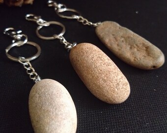 Handcrafted Scottish Sea Pebble Keychain, Beach Souvenir Gift