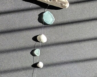 Driftwood Sea Glass Mobile Sun Catcher, Beach Inspired chimes