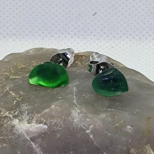 Scottish Sea Glass Stud Earrings: Stainless Steel Posts, Beach Jewelry