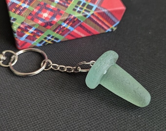 Sea Glass Keychain, Seafoam Blue  Beach Keyring, Bag Accessory